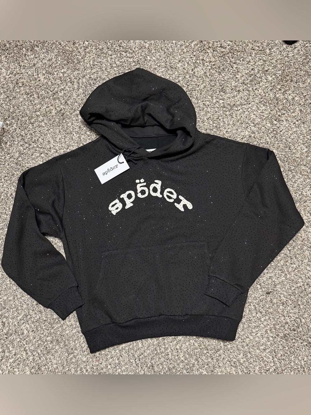 Spider Brand Black Rhinestone Hoodie